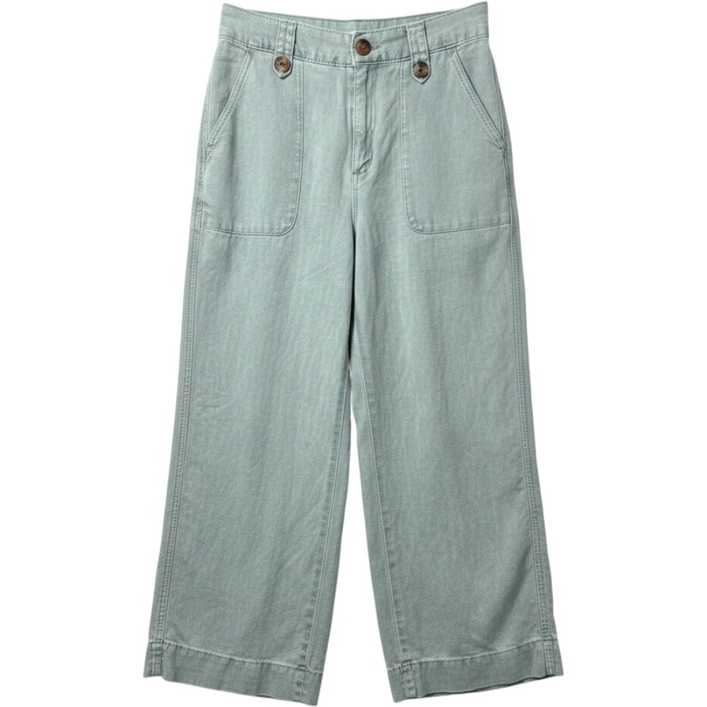 Cynthia Rowley Sage Green Linen Blend Wide Leg Cropped Pants Size 4